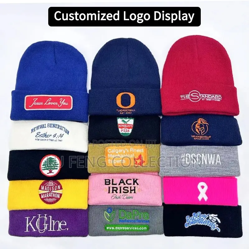 Unisex Acrylic Knit Beanie Winter Hat Custom Logo Embroidery