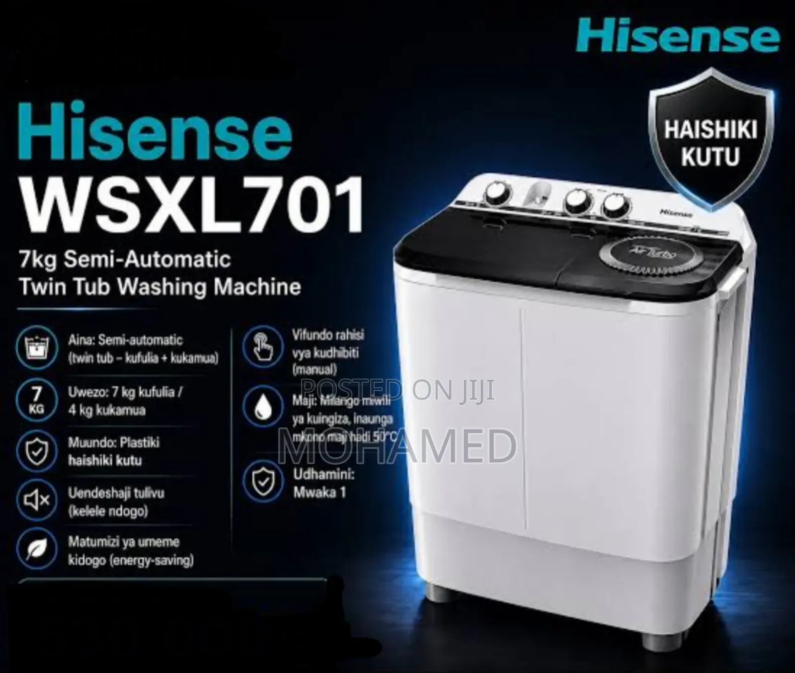 Hisense 7kg Top Load Semi Automatic Manual Washing Machine ( WSXL701)