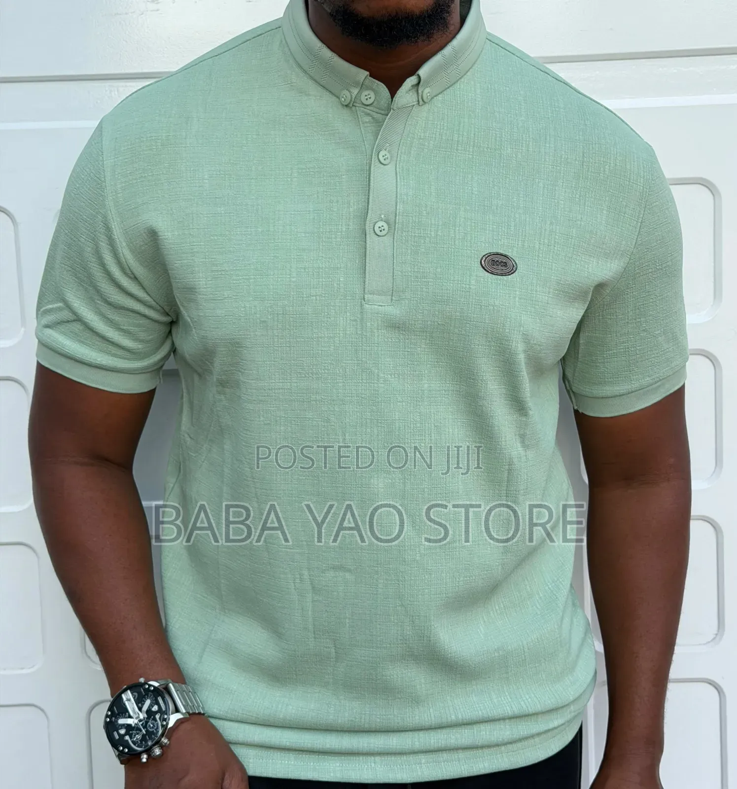 High-Grade Casual Short-Sleeved Band Collar T-Shirts