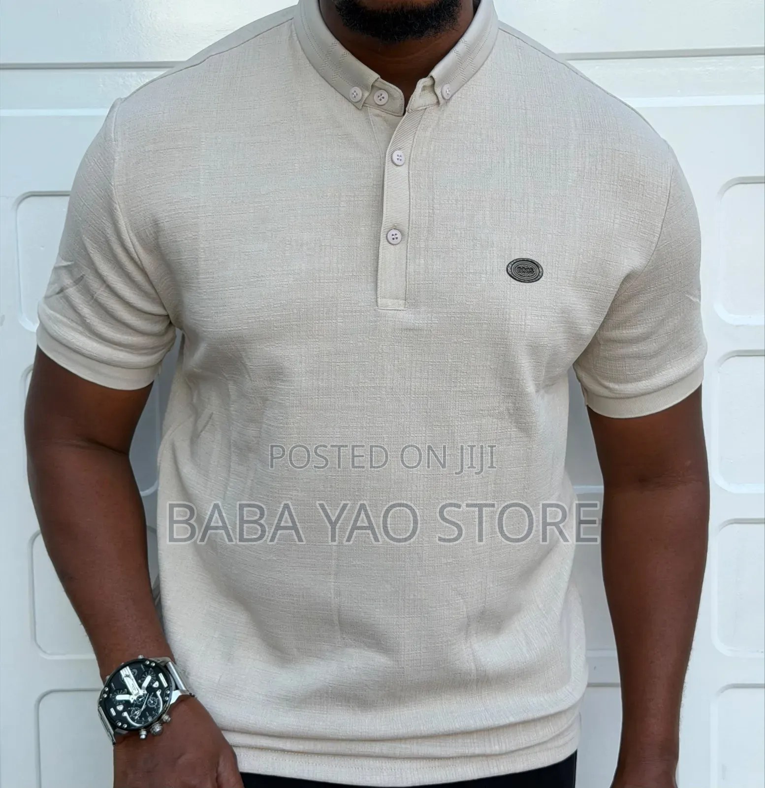 High-Grade Casual Short-Sleeved Band Collar T-Shirts