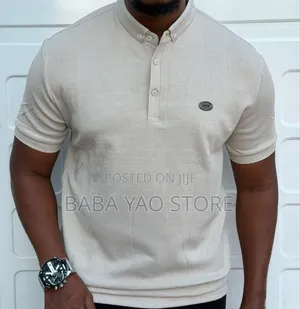 High-Grade Casual Short-Sleeved Band Collar T-Shirts