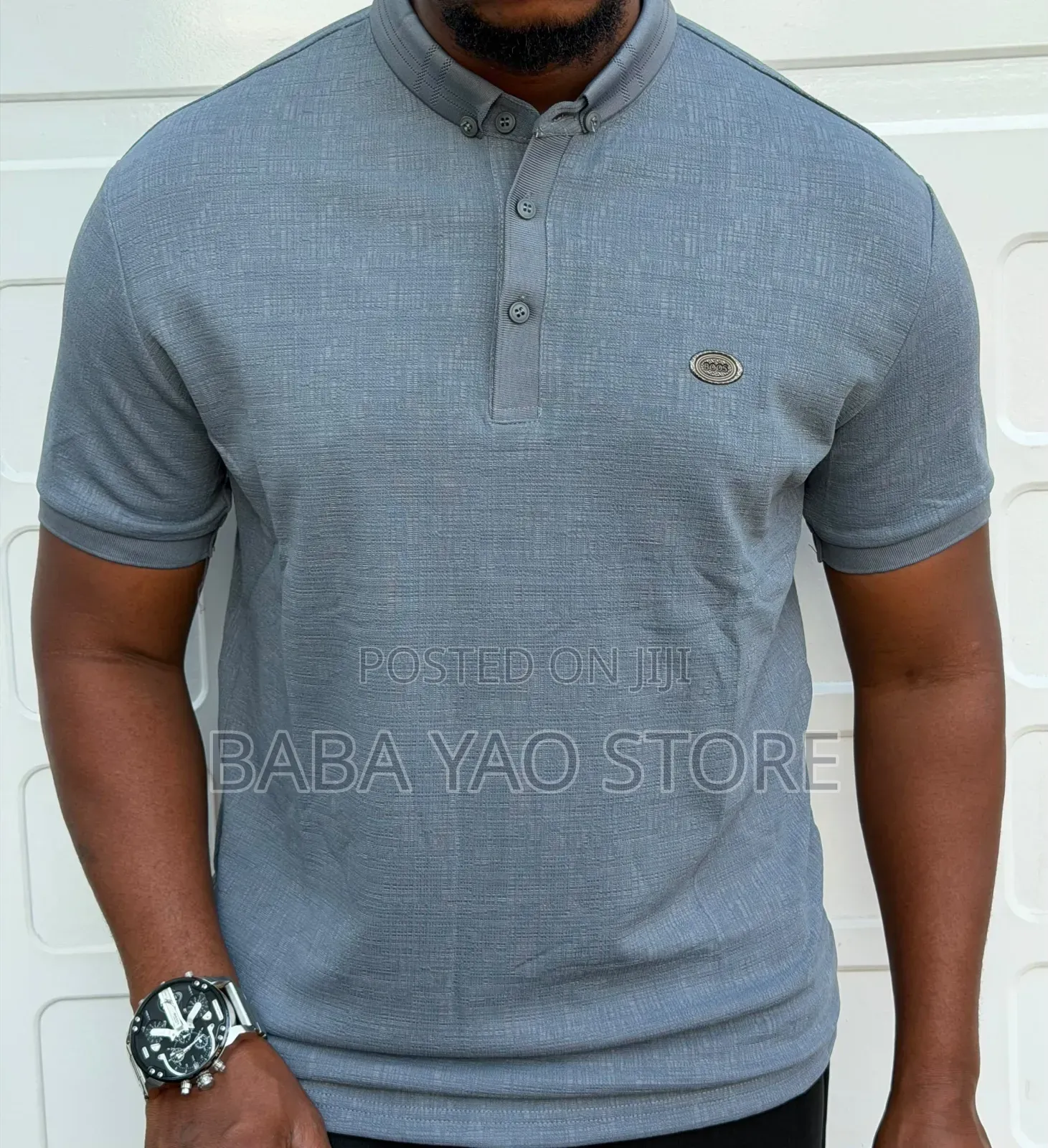 High-Grade Casual Short-Sleeved Band Collar T-Shirts