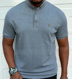 High-Grade Casual Short-Sleeved Band Collar T-Shirts
