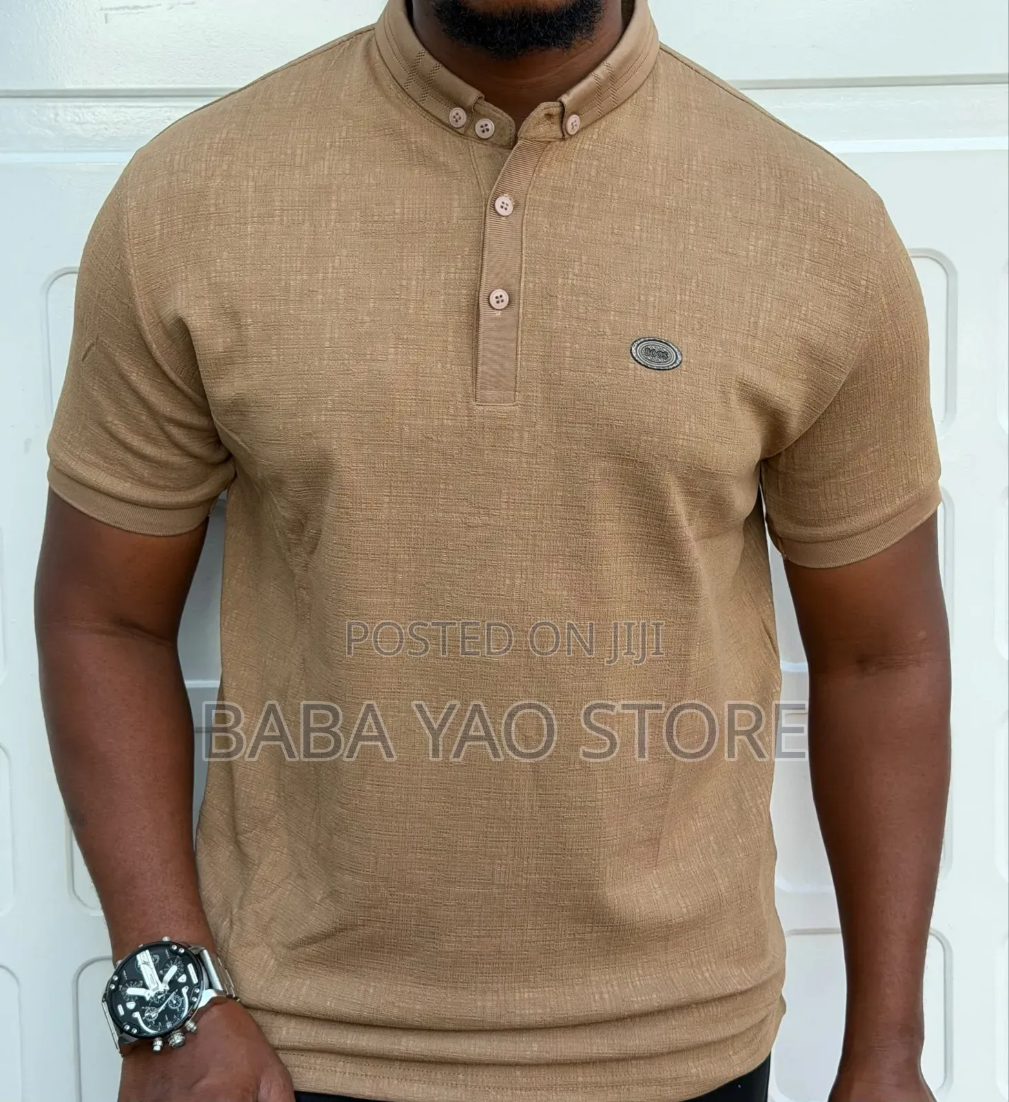 High-Grade Casual Short-Sleeved Band Collar T-Shirts