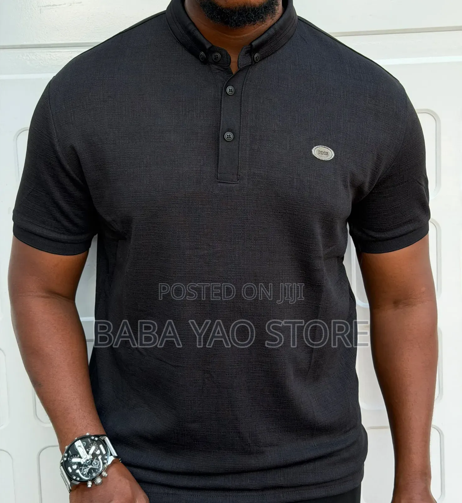 High-Grade Casual Short-Sleeved Band Collar T-Shirts