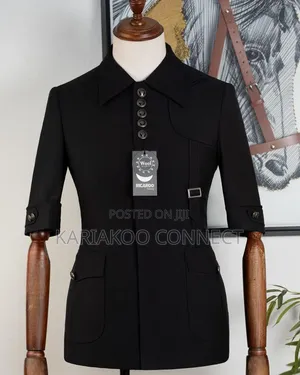 Five Button Black Suit