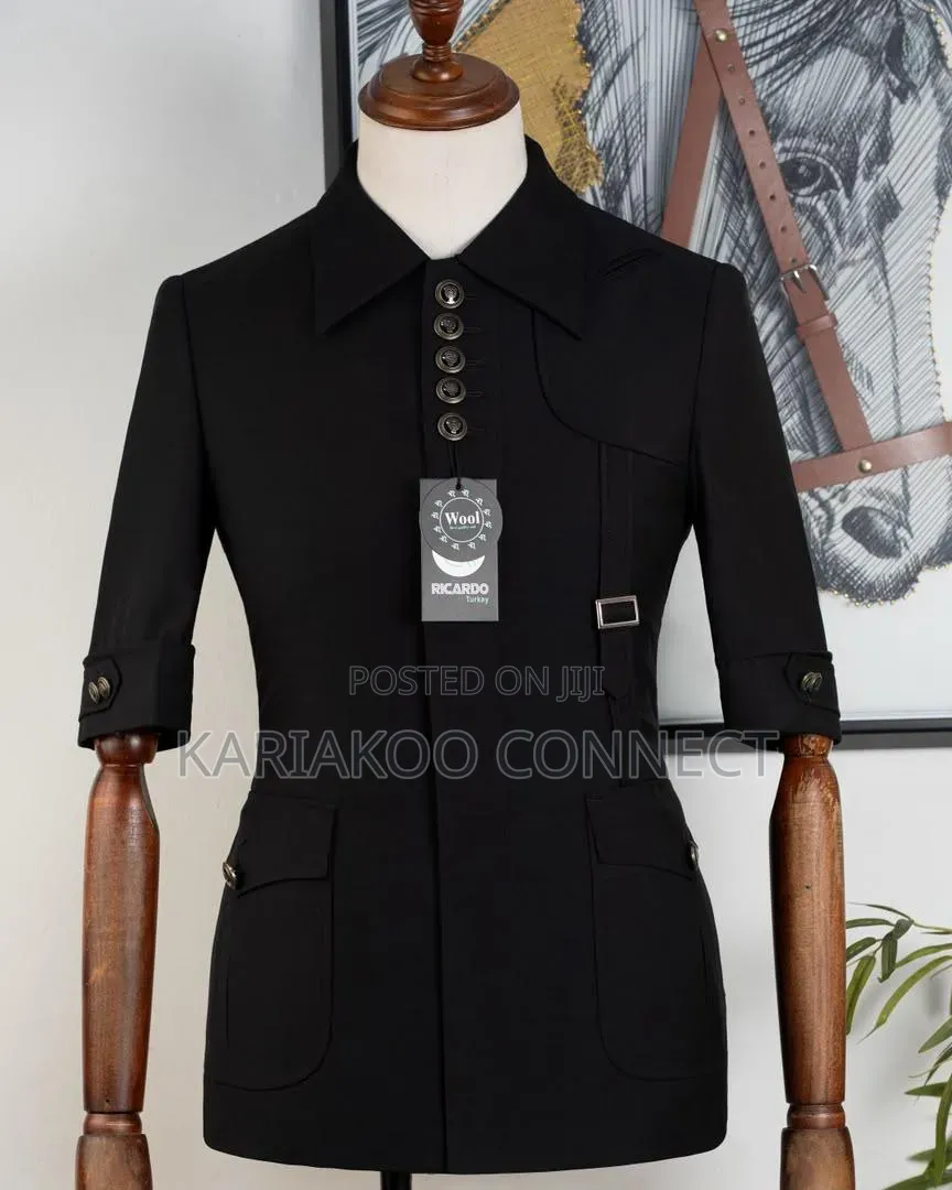 Five Button Black Suit
