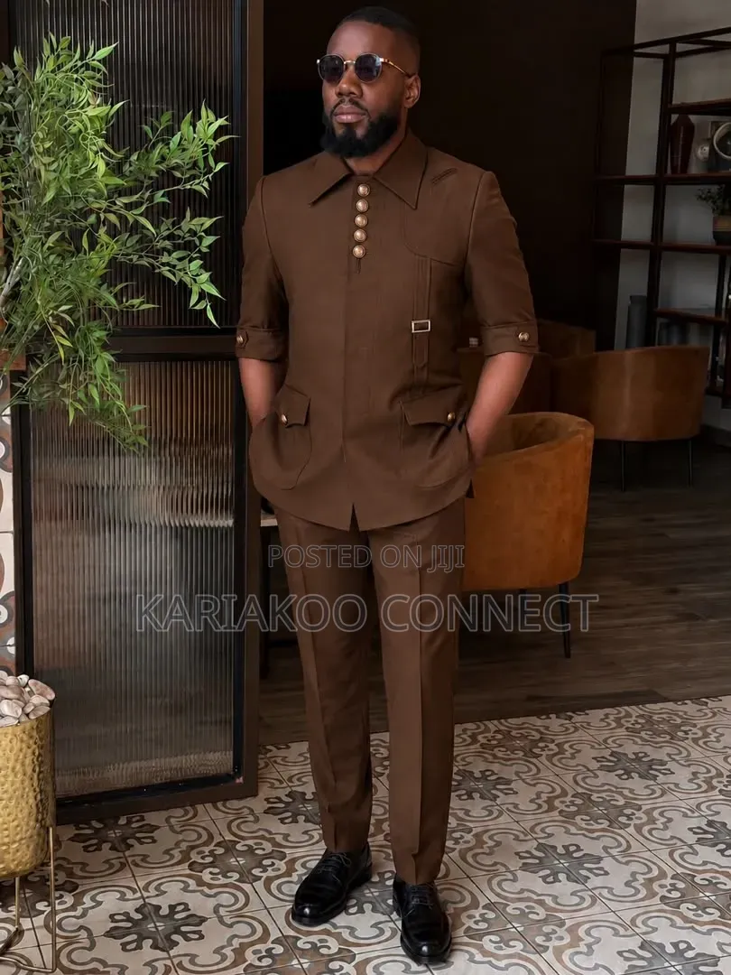 Five Button Brown Suit