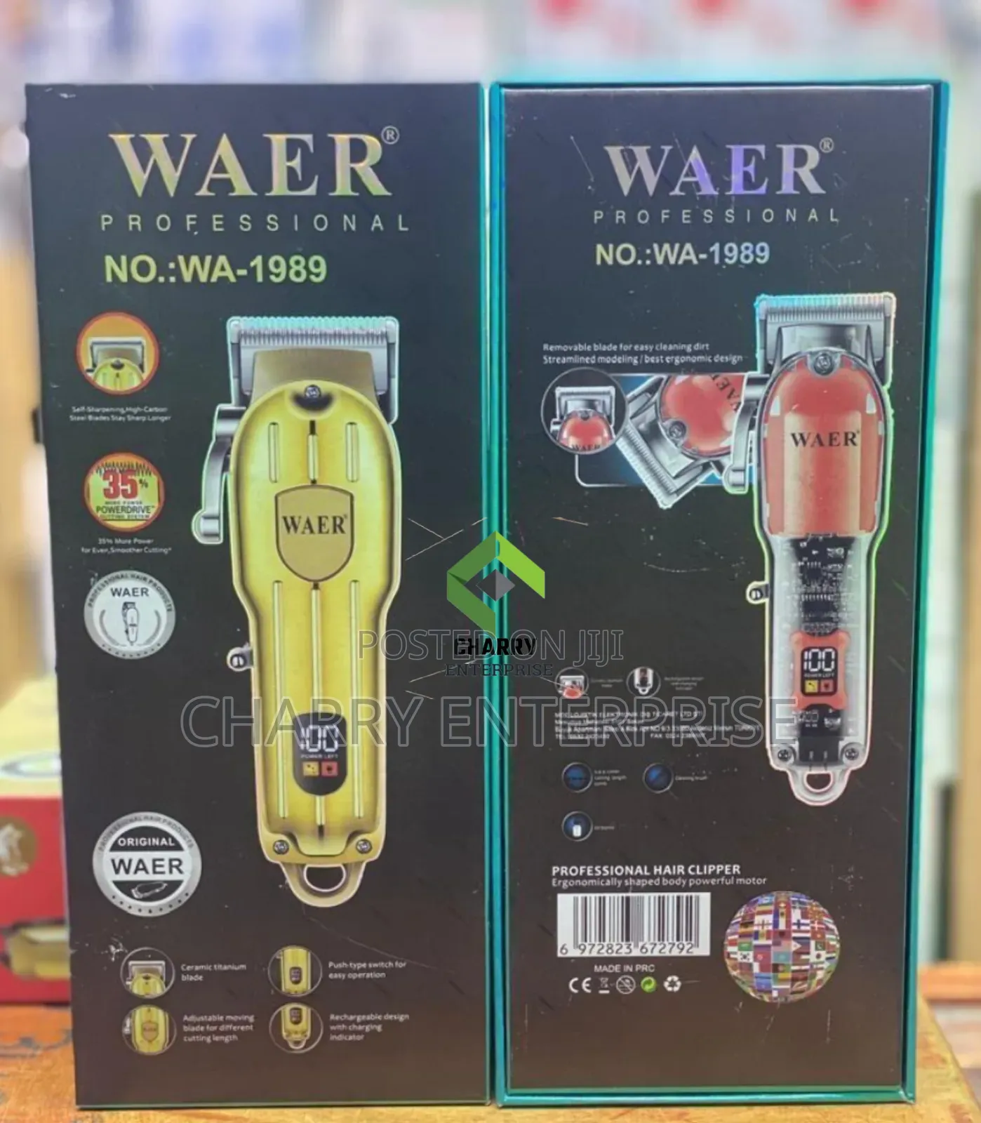 Rechargeable WAER Professional Hair Clipper Mashine Ya Kunyolea