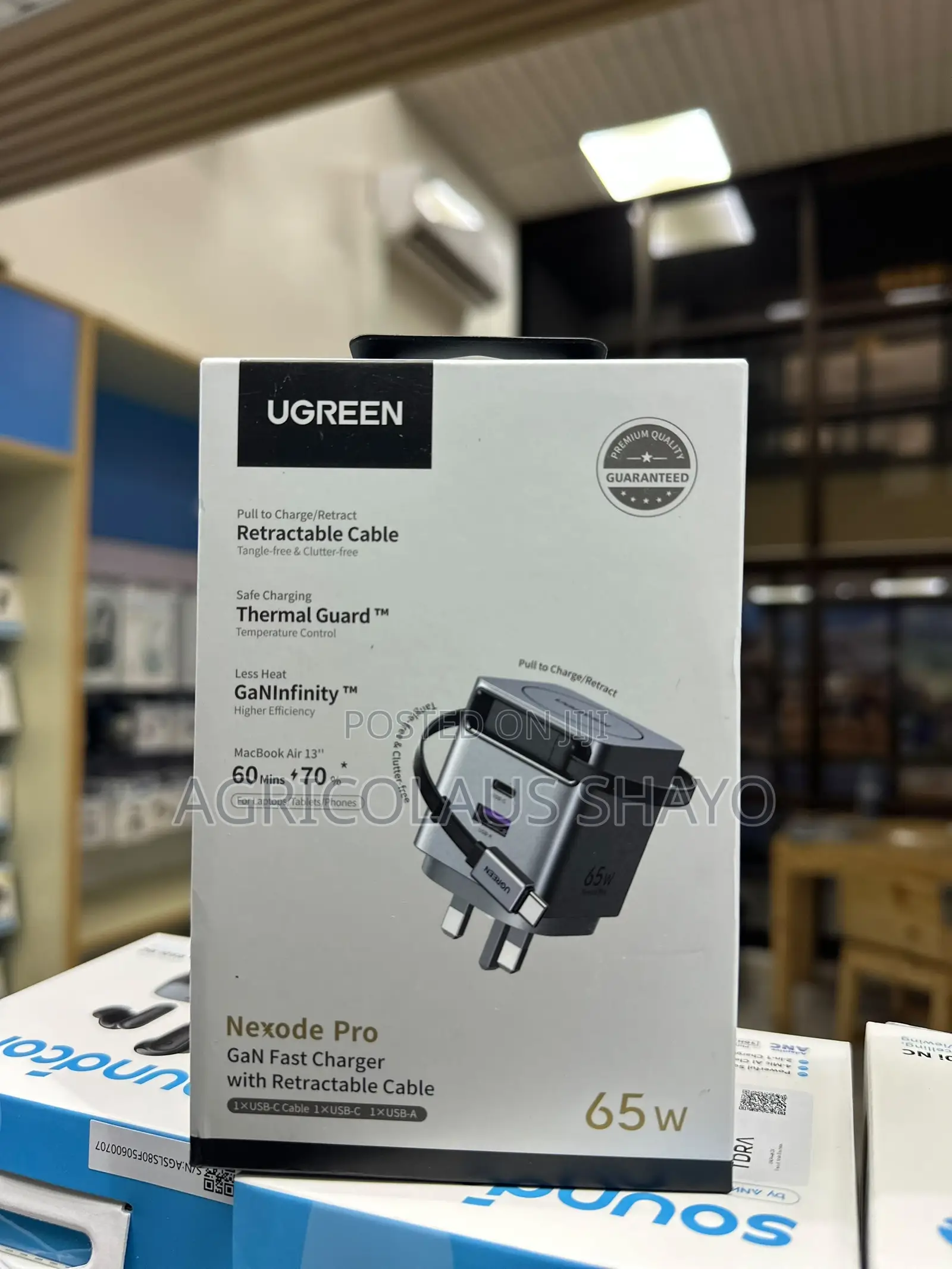 UGREEN Nexode Pro 65W GaN Fast Charger With Built-in Retractable Cable