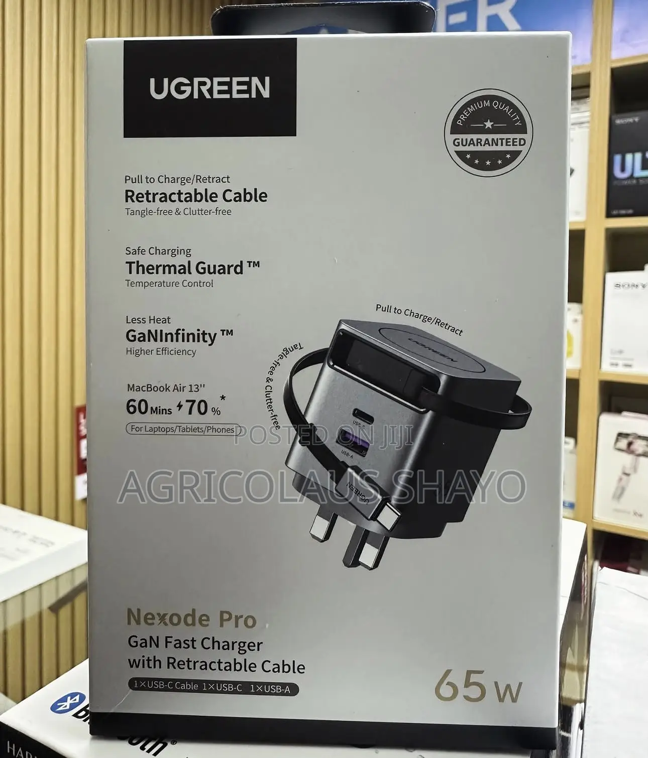 UGREEN Nexode Pro 65W GaN Fast Charger With Built-in Retractable Cable
