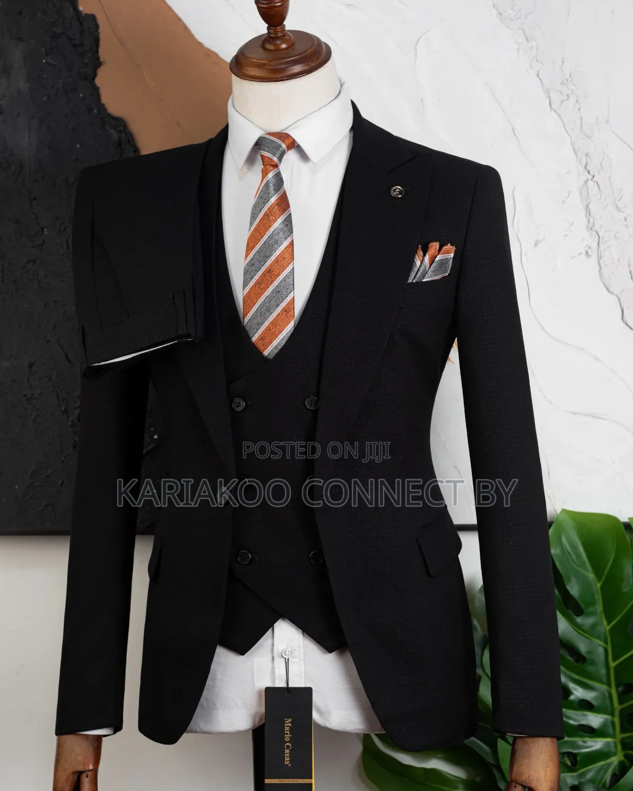 Men’s Slim Fit 3-Piece Black Suit Set