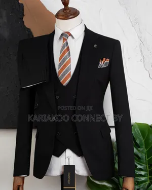 Men’s Slim Fit 3-Piece Black Suit Set