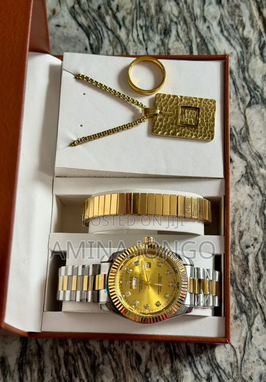 Luxury Men's Watch Gift Set – Watch, Bracelet, Chain Ring