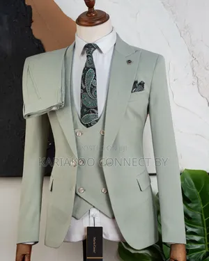 Men’s Slim Fit 3-Piece Mint Green Suit Set
