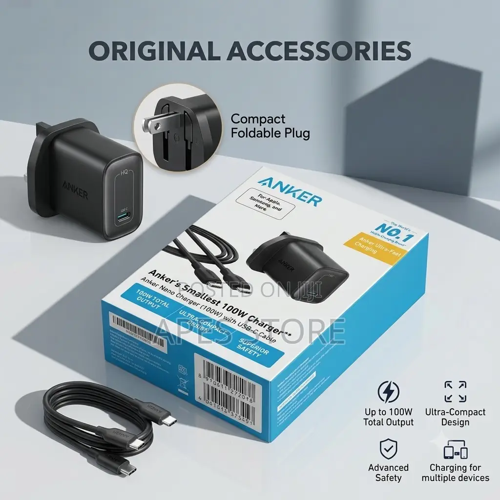 Anker Nano Charger 100W With USB-C Cable