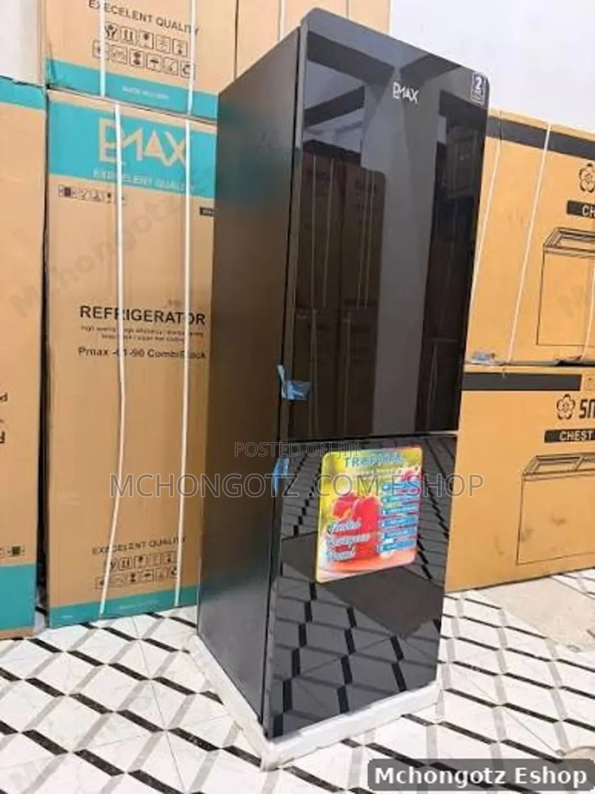 PMAX Combi Refrigerator 190L Black Top Freezer