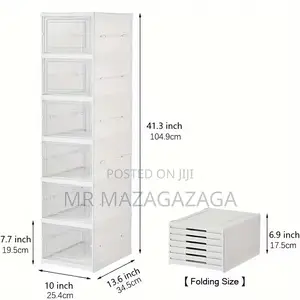 Foldable 6-Tier Shoe Organizer, Transparent Door