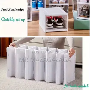 Foldable 6-Tier Shoe Organizer, Transparent Door