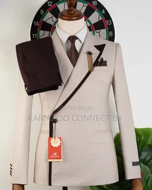​Romaster Executive Beige Brown Trim Suit