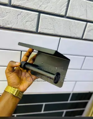 Wall-Mounted Matte Black Toilet Paper Holder