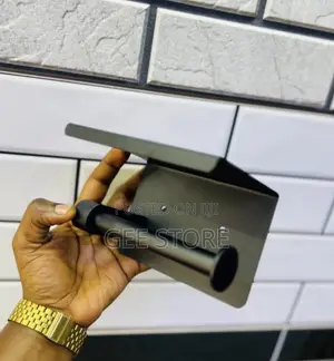 Wall-Mounted Matte Black Toilet Paper Holder