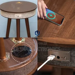 Smart Side TABLE With Built in Bluetooth SPEAKER and Wireless Charging