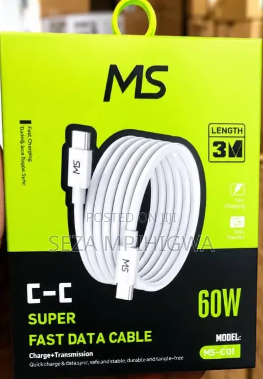 USB C to C 60w Fast Charging ndefu 3m
