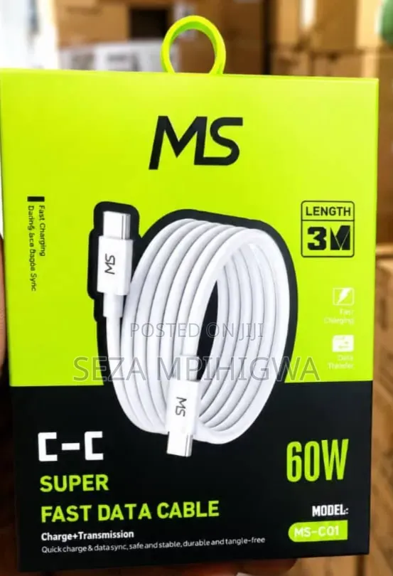 USB C to C 60w Fast Charging ndefu 3m