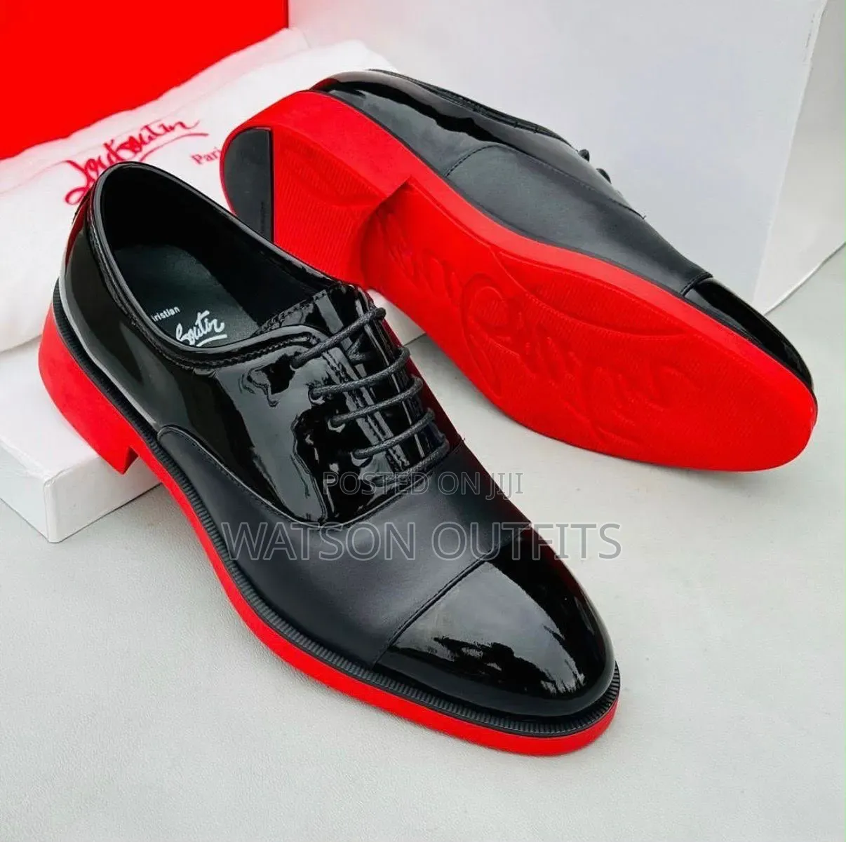 Christian LOUBOUTIN Black Colour Men's Leather Mocca or Footwears