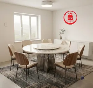 The Grand Rotunda Classic Modern Marble Dining Set (Table+ 6 Chairs)