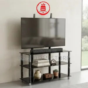 The Marble-Accented Glass TV Mount Console/ Showcase