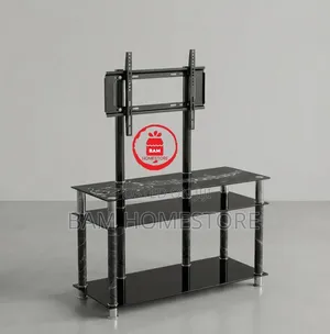 The Marble-Accented Glass TV Mount Console/ Showcase