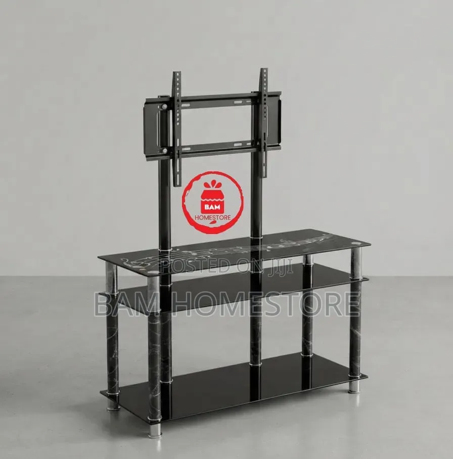 The Marble-Accented Glass TV Mount Console/ Showcase