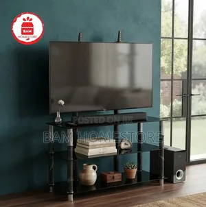 The Marble-Accented Glass TV Mount Console/ Showcase