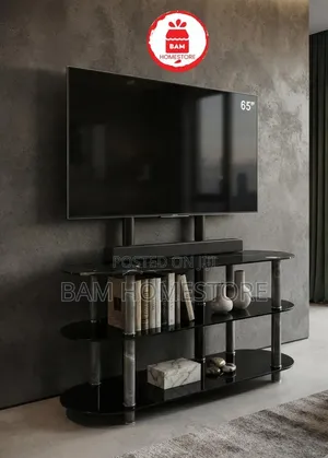 The Obsidian Oval Marble-Accent TV Mount Console(showcase+TV Brackets)