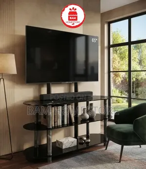 The Obsidian Oval Marble-Accent TV Mount Console(showcase+TV Brackets)