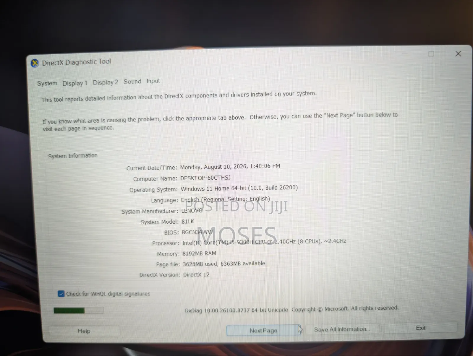 Laptop Lenovo 8GB Intel Core i5 SSD 256GB