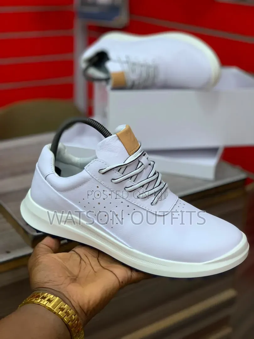 2 Colours White and Black Ecco Brand Men's Leather Shoes Original