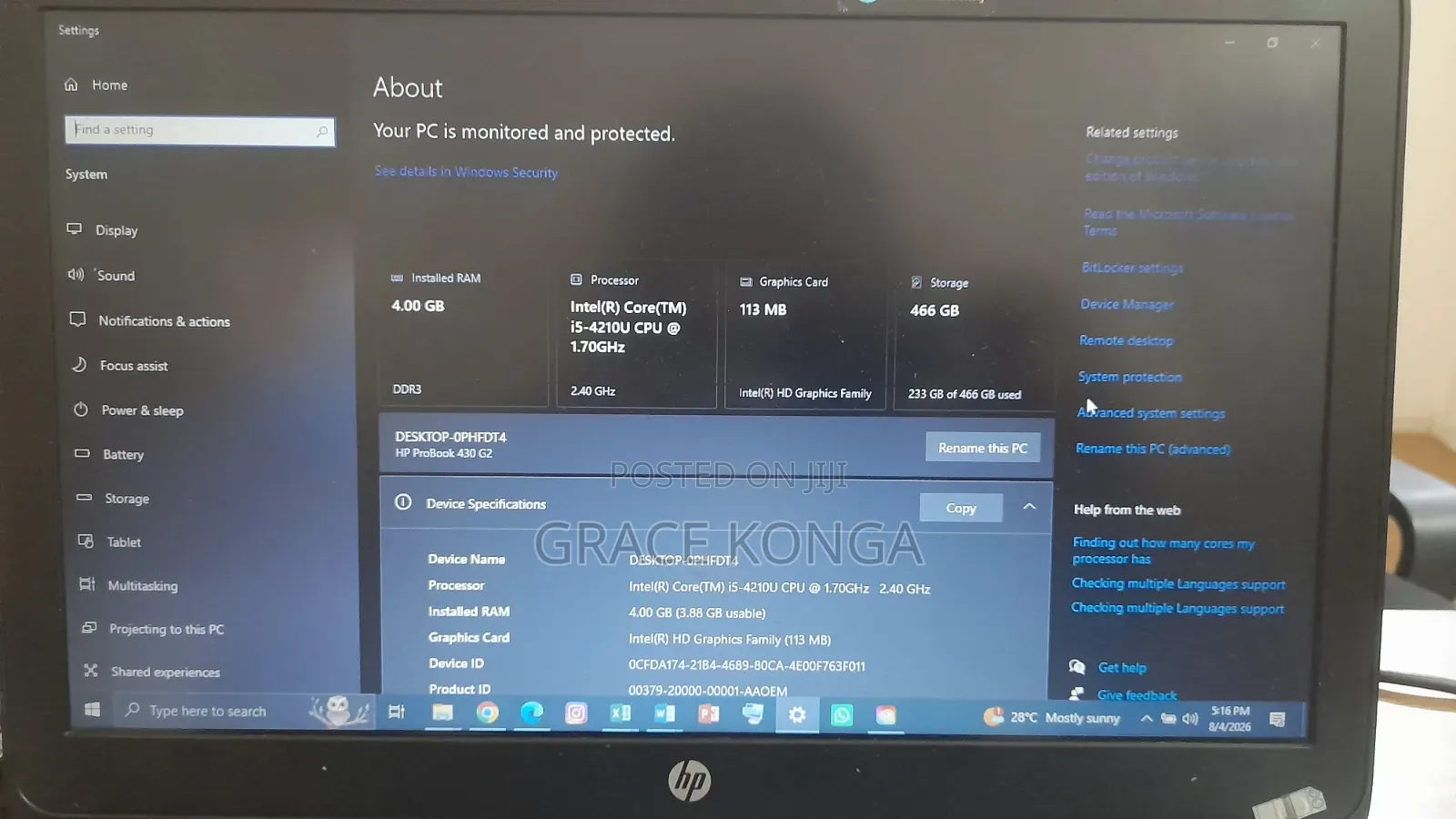 Laptop HP ProBook 430 G2 4GB Intel Core i5 HDD 500GB