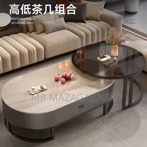 Italian Light Luxury Oval Glass Coffee Table 100*50*60cm