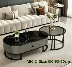 Italian Light Luxury Oval Glass Coffee Table 100*50*60cm