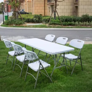 Piortable Folding Table With 6 Chairs 180cm*75cm for Outdoor