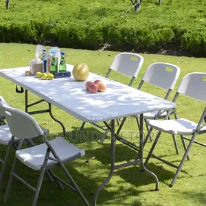 Piortable Folding Table With 6 Chairs 180cm*75cm for Outdoor