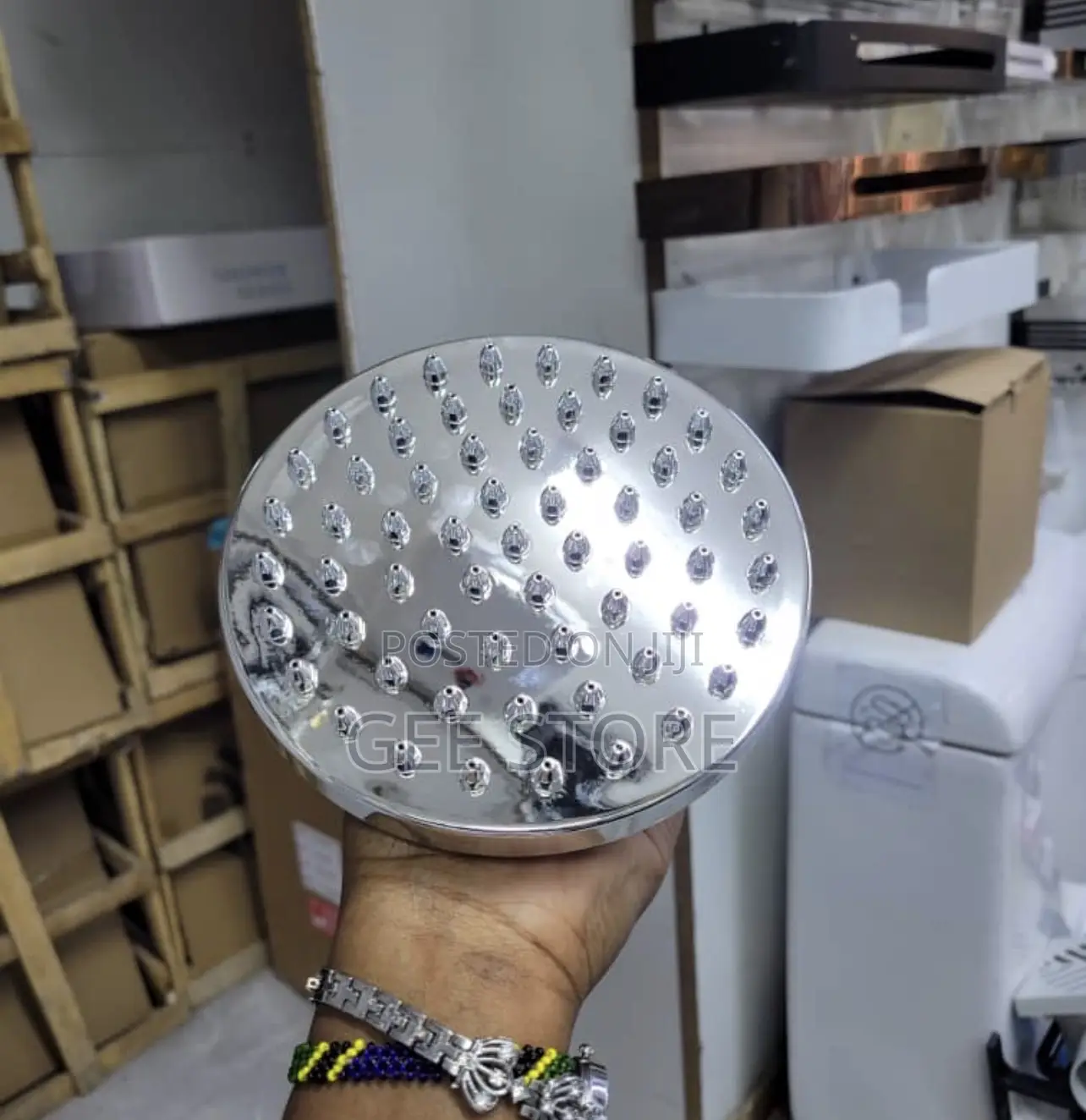 Round Polished Chrome-Finish Overhead Rain Shower Head
