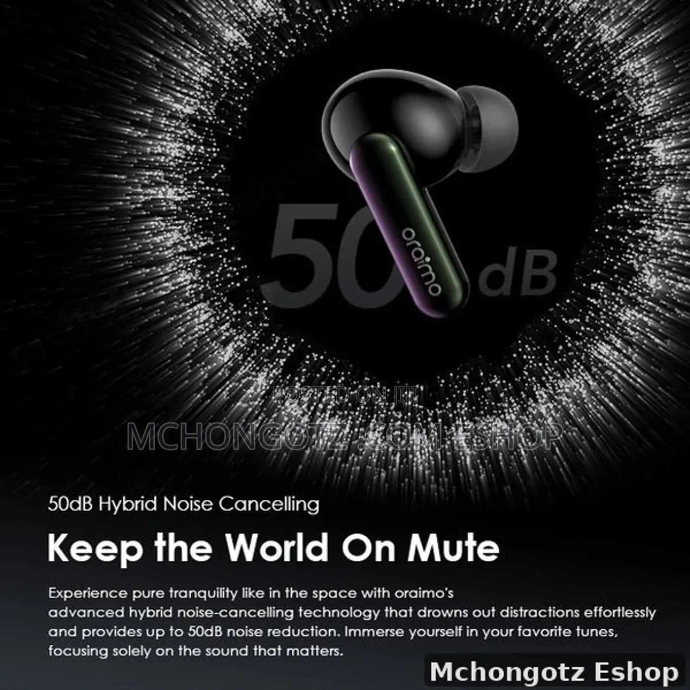 Oraimo SpaceBuds OTW-630 Hybrid ANC Wireless Earbuds 40 Hours Playtime
