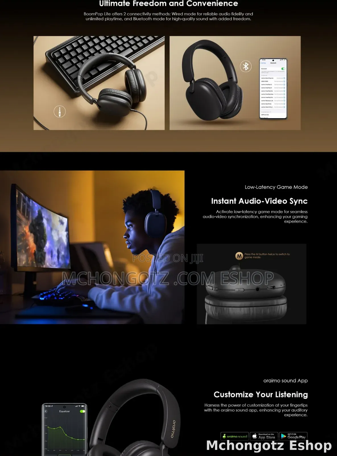 Oraimo BoomPop Lite OHP-317 Wireless Bluetooth Headphones 65 Hours