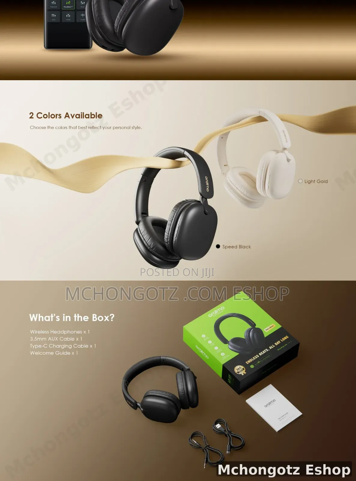 Oraimo BoomPop Lite OHP-317 Wireless Bluetooth Headphones 65 Hours