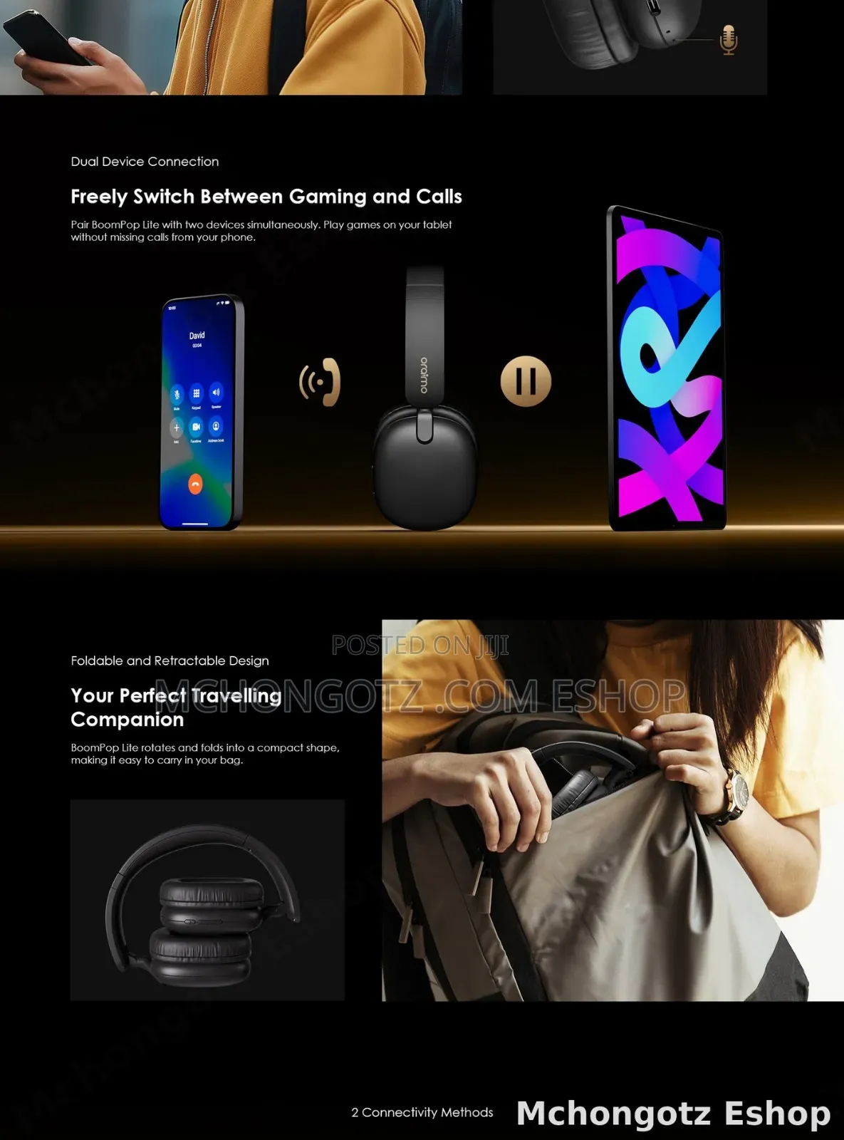 Oraimo BoomPop Lite OHP-317 Wireless Bluetooth Headphones 65 Hours