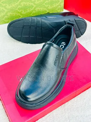 Black Colour Ecco Brand Men's Leather Shoes in Mocca Form